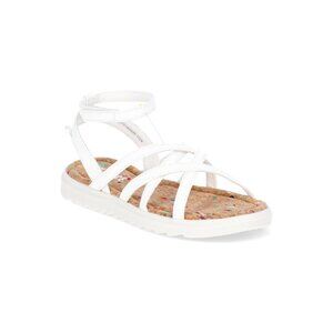 Justice Little Girl & Big Girl Strappy Sandal, Size 13, Open Toe, White, Medium